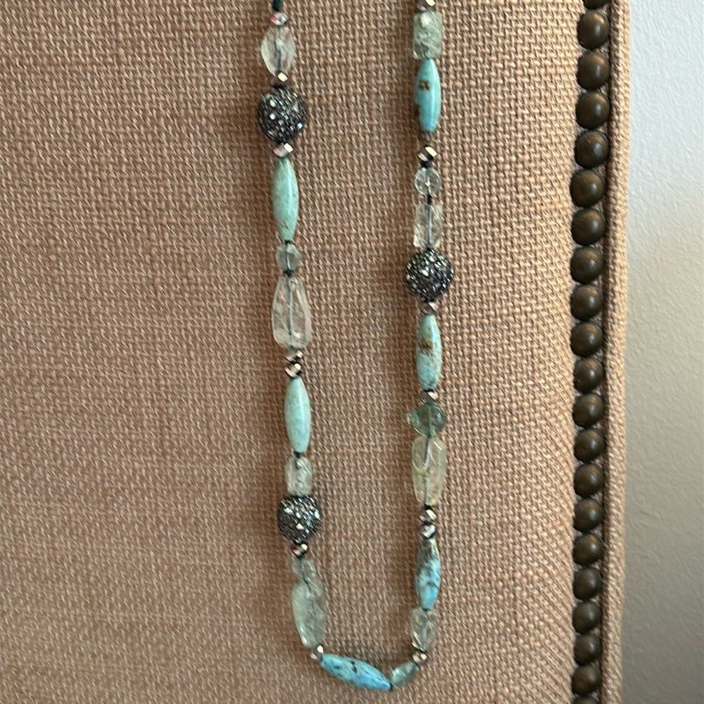 Alexis Bittar 42” turquoise beaded necklace in new condition.